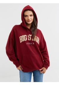 Big-Star - Bluza damska z kapturem bordowa Rubialsa 604. Typ kołnierza: kaptur. Kolor: czerwony. Materiał: materiał. Wzór: aplikacja. Styl: klasyczny #4