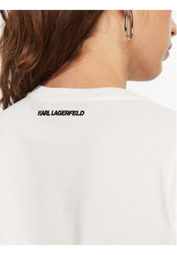 Karl Lagerfeld - KARL LAGERFELD T-Shirt A1W17131 Biały Regular Fit. Typ kołnierza: dekolt w karo. Kolor: biały. Materiał: bawełna