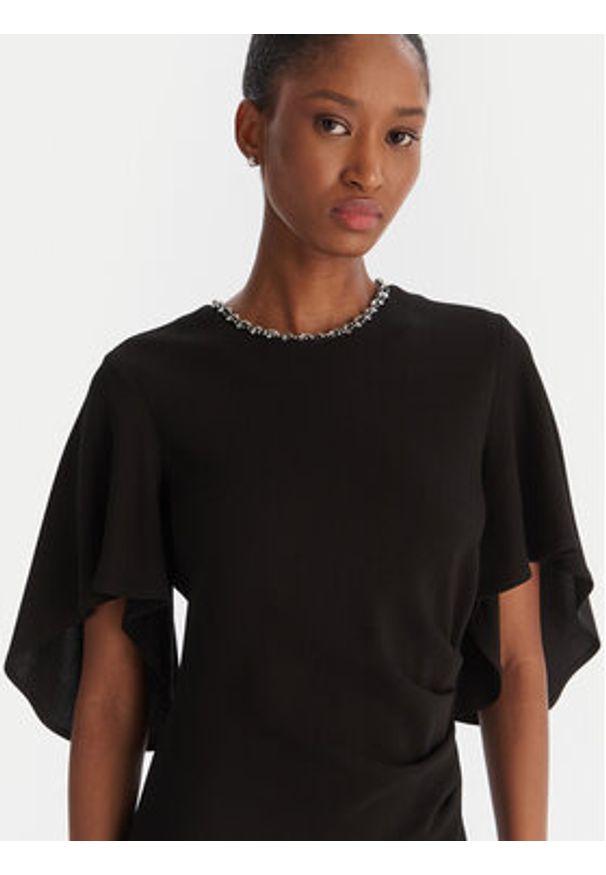 Pinko - PINKO Sukienka koktajlowa Scopone Abito 105583 A2Q2 Czarny Regular Fit. Kolor: czarny. Materiał: wiskoza. Styl: wizytowy