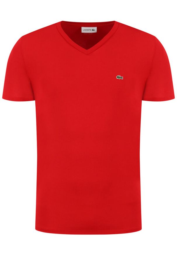 Lacoste T-Shirt TH6710 Czerwony Regular Fit. Kolor: czerwony. Materiał: bawełna