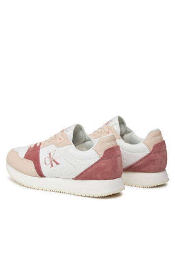 Calvin Klein Jeans Sneakersy Runner Low Lace Mix Ml Btw YW0YW01436 Biały. Kolor: biały. Materiał: materiał
