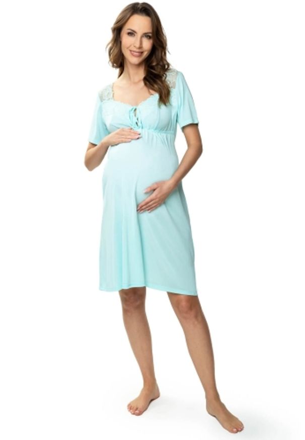 MEWA Lingerie - Koszula nocna ciążowa Lori. Kolekcja: moda ciążowa. Materiał: wiskoza, koronka, materiał, jedwab, dzianina, poliamid. Wzór: aplikacja, koronka
