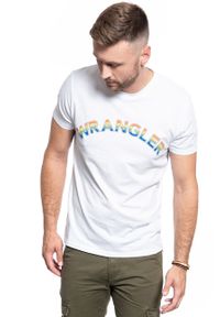 Wrangler - MĘSKI T-SHIRT WRANGLER SS RAINBOW TEE WHITE W7F2D3989