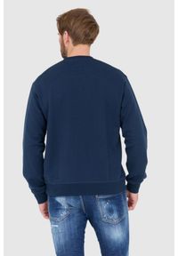 DSQUARED2 Niebieska bluza męska z białym logo z liściem, Rozmiar M. Kolor: niebieski