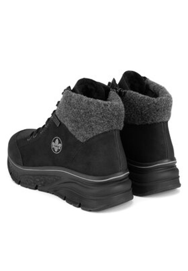 Rieker Trzewiki 48043-00 Czarny. Kolor: czarny. Materiał: materiał