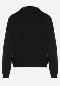 Born2be - Czarny Gładki Sweter o Pudełkowym Kroju ze Stójką Unessa. Okazja: na co dzień. Typ kołnierza: kołnierzyk stójkowy. Kolor: czarny. Materiał: jeans. Wzór: gładki. Styl: casual #3