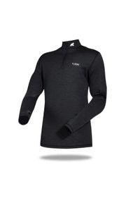 FJORK MERINO - Koszulka z długim rękawem męska wykonana w 100% z wełny merynosów – Finn 210 Zip. Kolor: czarny. Materiał: wełna. Długość rękawa: długi rękaw. Długość: długie