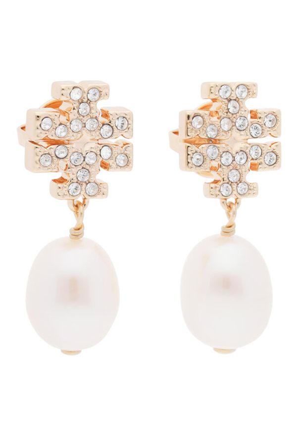 Tory Burch Kolczyki Kira Pave Pearl Drop Earring 60525 Złoty. Materiał: złote. Kolor: złoty