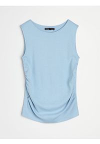 Sinsay - Bawełniana bluzka bez rękawów z ozdobnymi marszczeniami - Inny. Materiał: bawełna. Długość rękawa: bez rękawów