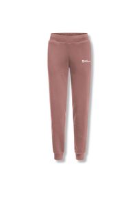 Spodnie turystyczne damskie Jack Wolfskin Essential dresowe. Kolor: różowy. Materiał: bawełna, elastan