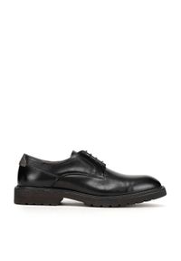 Wittchen - Męskie buty derby skórzane z kontrastową wstawką. Okazja: do pracy, na co dzień. Kolor: czarny. Materiał: skóra. Wzór: aplikacja, gładki. Styl: casual, elegancki #1