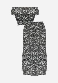 Born2be - Czarny 2-częściowy Bawełniany Komplet ze Spódnicą i Topem Hiszpanka Ollija. Kolor: czarny. Materiał: bawełna. Wzór: kwiaty #6