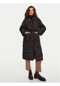 Deha Płaszcz zimowy D12833 Czarny Relaxed Fit. Kolor: czarny. Materiał: syntetyk. Sezon: zima