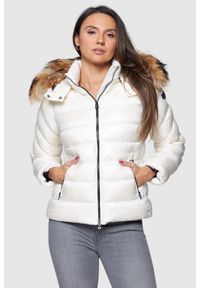 Hetrego - HETREGO Ecru damska puchowa kurtka Holly z odczepianym kapturem, Rozmiar 40 EU - 44 IT. Kolor: biały. Materiał: puch #1
