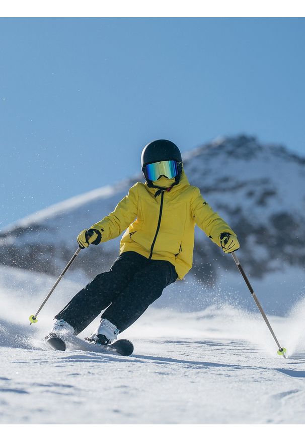 4f - 4F Kurtka narciarska membrana 10000 chłopięca - żółta 152 (11-12 lat). Kolor: żółty. Materiał: poliester, materiał. Sezon: lato