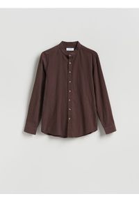 Reserved - Strukturalna koszula regular fit - ciemnobrązowy. Kolor: brązowy. Materiał: bawełna, tkanina #1