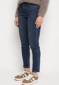 Born2be - Niebieskie Klasyczne Jeansy Skinny z Regularnym Stanem Rastina. Okazja: na spotkanie biznesowe, do pracy, na co dzień. Kolor: niebieski. Styl: klasyczny