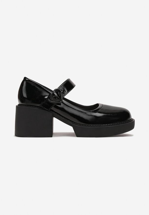 Born2be - Czarne Półbuty w Stylu Retro na Słupku i Niskiej Platformie ze Skórzaną Wkładką Xaliope. Okazja: na co dzień. Zapięcie: pasek. Kolor: czarny. Materiał: skóra. Obcas: na platformie. Styl: retro. Wysokość obcasa: średni