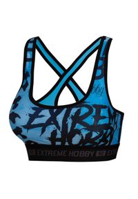 Stanik sportowy fitness siłownia MMA EXTREME HOBBY LETTERS. Kolor: niebieski. Materiał: poliester, elastan. Sport: fitness #1