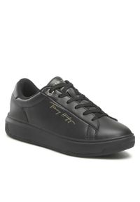 TOMMY HILFIGER - Sneakersy Tommy Hilfiger Signature Court Sneaker FW0FW06738 Black BDS. Kolor: czarny. Materiał: skóra #1