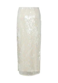 YAS Spódnica maxi Sequina 26037771 Écru Regular Fit. Materiał: syntetyk