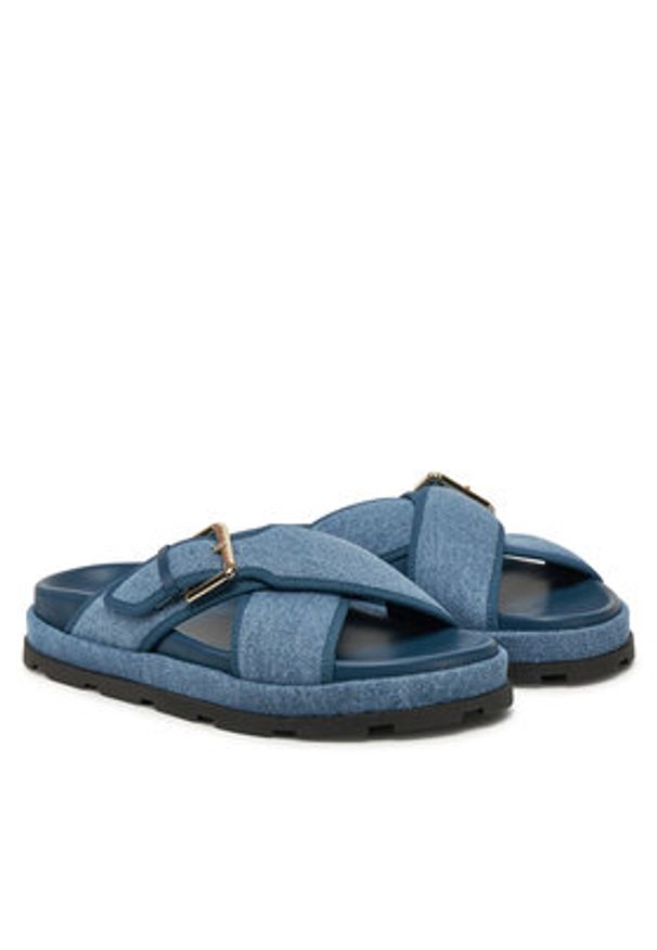 Pollini Klapki SA28094G1MTQ0707 Granatowy. Kolor: niebieski. Materiał: materiał