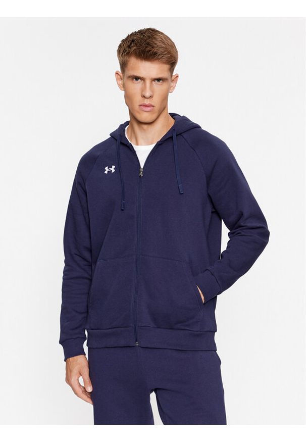 Under Armour Bluza Ua Rival Fleece Fz Hoodie 1379767 Granatowy Loose Fit. Kolor: niebieski. Materiał: bawełna