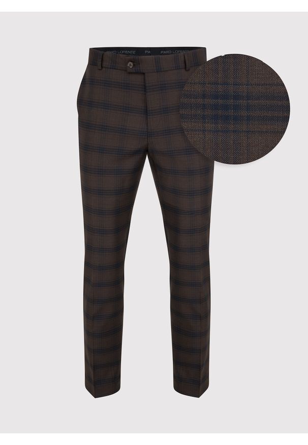 Pako Lorente - PAKO LORENTE – Brązowe spodnie garniturowe P22WP-6G-030-A-S. Kolor: brązowy. Materiał: wełna