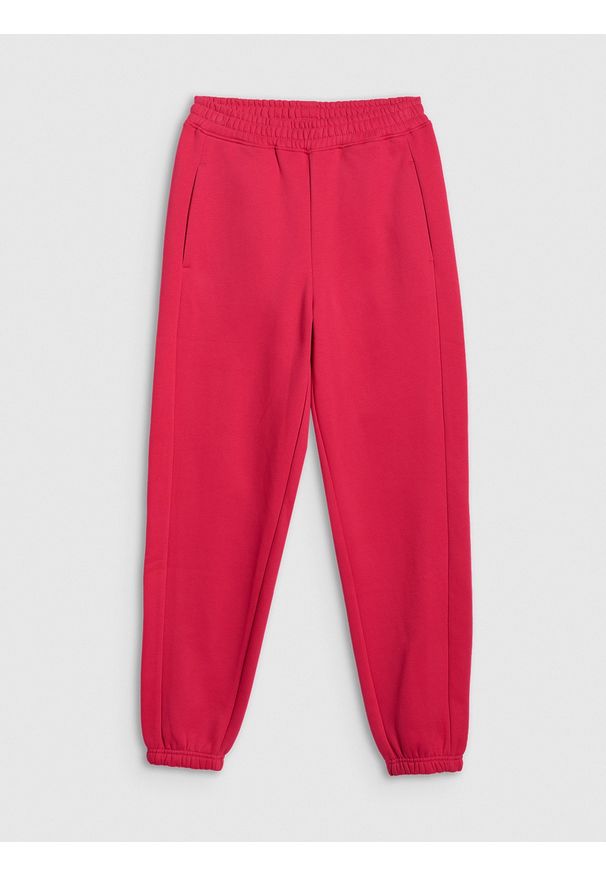 4f - 4F Spodnie dresowe joggery damskie - czerwone XL. Kolor: czerwony. Materiał: dresówka