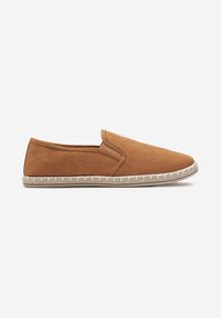 Born2be - Brązowe Tenisówki Espadryle Slip On Na Płaskiej Podeszwie Liodelia. Zapięcie: bez zapięcia. Kolor: brązowy. Materiał: jeans, materiał. Sezon: lato, wiosna. Obcas: na płaskiej podeszwie. Styl: klasyczny