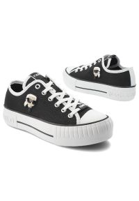 Czarne Trampki Karl Lagerfeld Buty Sportowe Premium. Okazja: na co dzień. Zapięcie: sznurówki. Kolor: czarny. Materiał: guma. Styl: sportowy