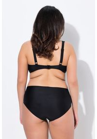 ULLA POPKEN - Damskie Bikini ozdobny pierścien miękkie miseczki regulowane ramiączka. Kolekcja: plus size. Kolor: czarny. Materiał: elastan, poliamid, materiał