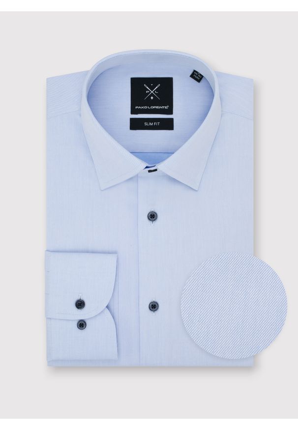 Pako Lorente - PAKO LORENTE – Gładka bawełniana koszula męska długi rękaw. Okazja: na spotkanie biznesowe. Materiał: bawełna. Długość rękawa: długi rękaw. Długość: długie. Wzór: gładki. Styl: biznesowy