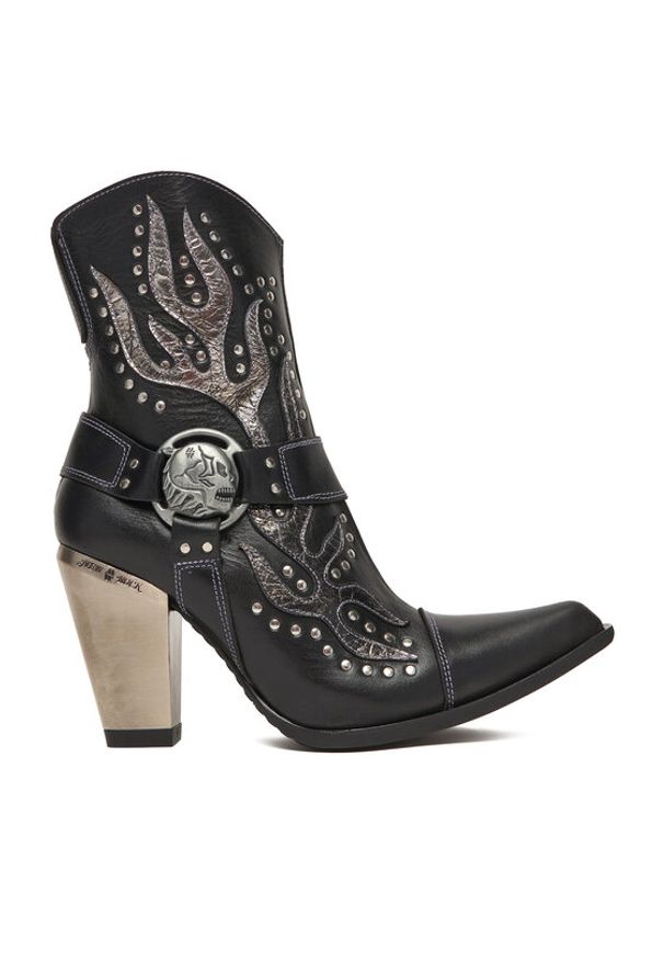 NEW ROCK Kowbojki M-7919-S1 Czarny. Kolor: czarny. Materiał: skóra. Styl: rockowy