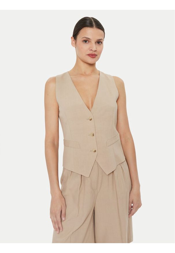 ViCOLO Kamizelka TB1569 Beżowy Regular Fit. Kolor: beżowy. Materiał: wiskoza