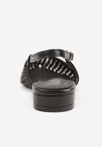 Born2be - Czarne Sandały Ozdobione Plecionką Melorah. Okazja: na co dzień. Zapięcie: sprzączka. Kolor: czarny. Materiał: jeans. Wzór: aplikacja. Styl: casual, elegancki #2