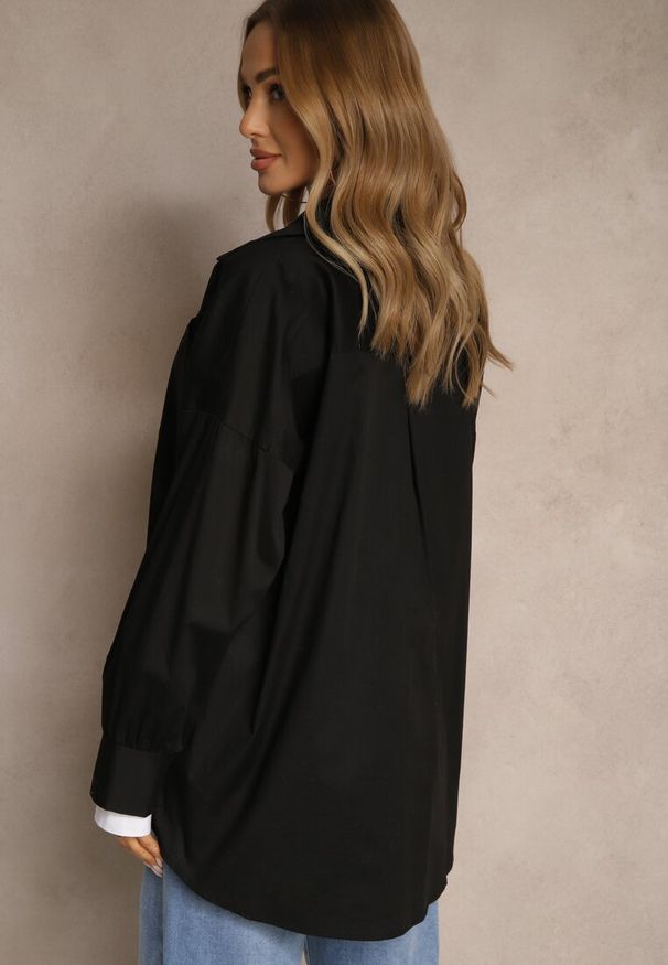 Renee - Czarna Bawełniana Koszula Typu Oversize Ronmira. Okazja: na co dzień. Kolor: czarny. Materiał: bawełna. Styl: elegancki, casual