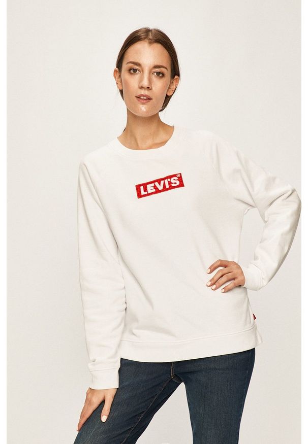 Levi's® - Levi's - Bluza. Okazja: na spotkanie biznesowe. Kolor: biały. Materiał: dzianina. Długość rękawa: raglanowy rękaw. Styl: biznesowy