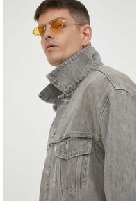 Levi's® - Levi's kurtka jeansowa męska kolor szary przejściowa oversize. Okazja: na spotkanie biznesowe. Kolor: szary. Materiał: jeans. Styl: biznesowy #6