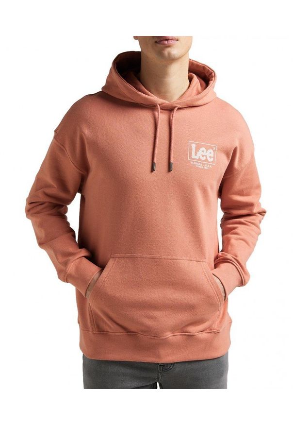 Lee - LEE LOGO LOOSE HOODIE MĘSKA BLUZA Z KAPTUREM LOGO NADURK RUST L83SSPUK 112145617. Typ kołnierza: kaptur