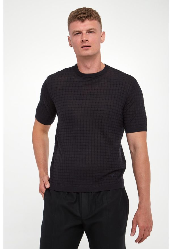 Emporio Armani - T-shirt męski z wełną EMPORIO ARMANI. Materiał: wełna