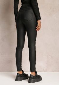 Renee - Czarne Spodnie High Waist Skinny z Ekoskóry Opmin. Stan: podwyższony. Kolor: czarny