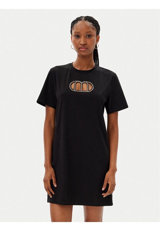 MET Sukienka codzienna M10 306AB Czarny Slim Fit. Okazja: na co dzień. Kolor: czarny. Materiał: bawełna. Typ sukienki: proste. Styl: casual