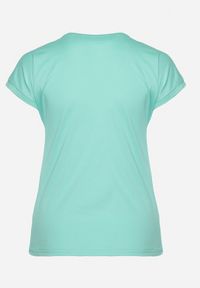 Born2be - Zielona Bluzka T-shirt z Napisem na Przodzie Vanneli. Okazja: na co dzień. Kolor: zielony. Materiał: materiał. Długość rękawa: krótki rękaw. Długość: krótkie. Wzór: napisy. Styl: casual