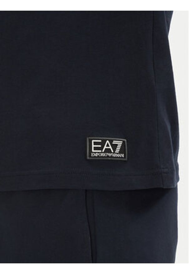 EA7 Emporio Armani T-Shirt 7M000138 AF10375 UB102 Granatowy Regular Fit. Kolor: niebieski. Materiał: bawełna