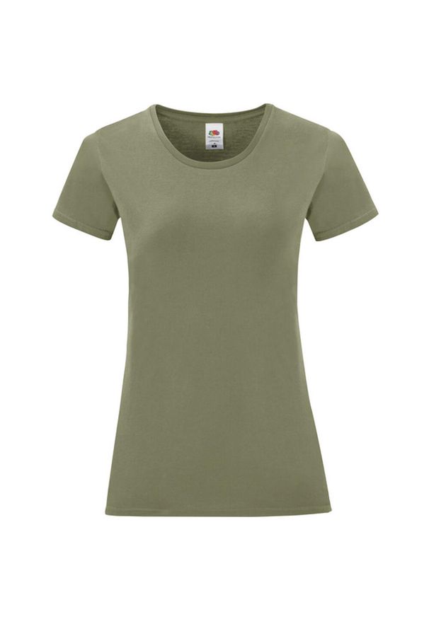 FRUIT OF THE LOOM - Koszulka Damska Z Bawełny Czesanej Iconic. Kolor: zielony. Materiał: bawełna. Sport: turystyka piesza