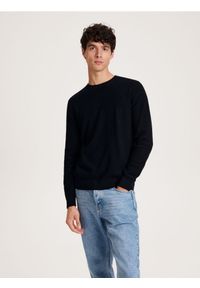 Reserved - Bawełniany sweter - czarny. Kolor: czarny. Materiał: bawełna