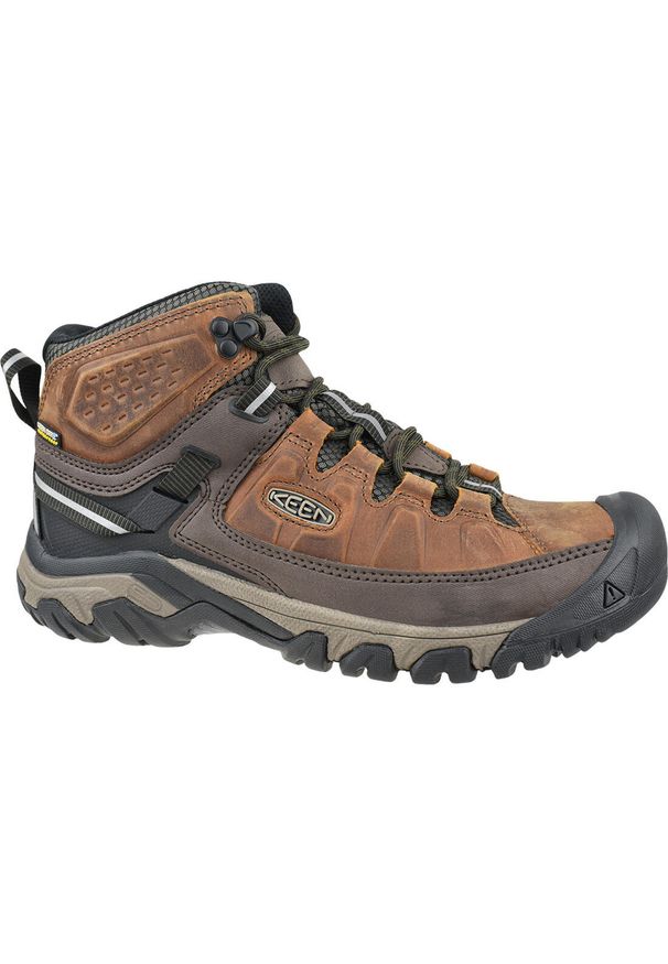 keen - Buty trekkingowe męskie Keen Targhee Iii Mid WP. Zapięcie: sznurówki. Kolor: brązowy, szary, wielokolorowy. Materiał: skóra, materiał. Szerokość cholewki: normalna