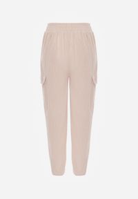 Renee - Beżowe Spodnie Typu Cargo High Waist Worseli. Okazja: na co dzień. Stan: podwyższony. Kolor: beżowy. Styl: elegancki, casual #5