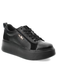 Czarne Sneakersy Filippo Modne Obuwie Damskie. Okazja: na co dzień. Kolor: czarny. Materiał: skóra. Szerokość cholewki: normalna. Wzór: jednolity. Sport: turystyka piesza